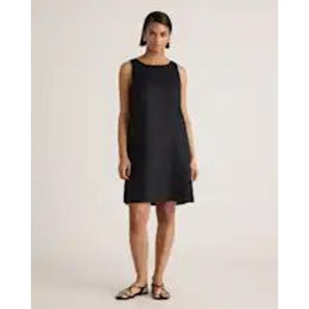 Quince 100% European Linen Tank Mini‎ Dress Black Pockets Size XS